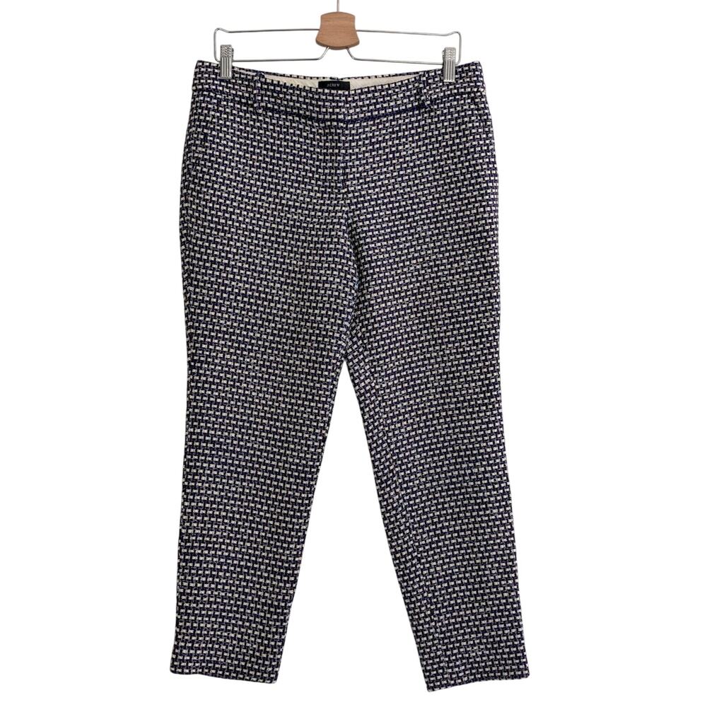 J. Crew Cafe Capri Dress Pants Mid Rise Straight Leg Metallic Tweed Size 6 Blue